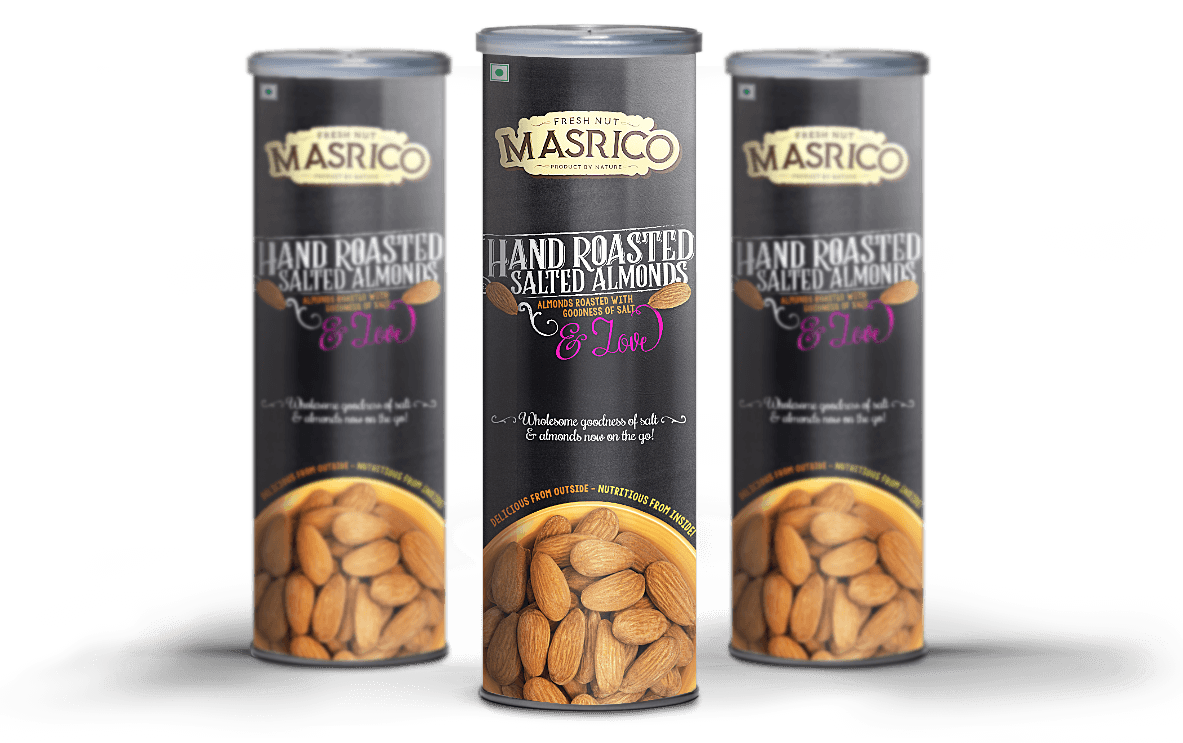 salted almonds, masrico, indian traditional almonds, american almonds, mamra badam, indian badam, mumbai, india,  best quality naturally coated flavoured nuts, roasted nuts, almonds, pistachios, indian snack, mango nuts, festival sweets, almonds, pistachios, indian sweets, healthy snacks, protein food brand, indian cashews, manufacturers, kesar pista, pakora cashews, guava chilli cashews, roasted cashews, salted cashews, salted nuts, dry fruit dealers, indian cashew brands, cashew packaging design, snacks packaging design, round tube packaging, best indian packaging design, brij design studio, handwritten packaging design,  dry fruits, best selling indian brand, indian nuts, chocolate cashews, choco cashews, choco almonds, fresh, healthy nuts